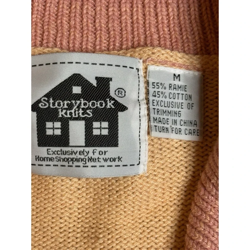 Storybook Knits Peach & Yellow Floral Cardigan Sweater - Picture 6 of 8
